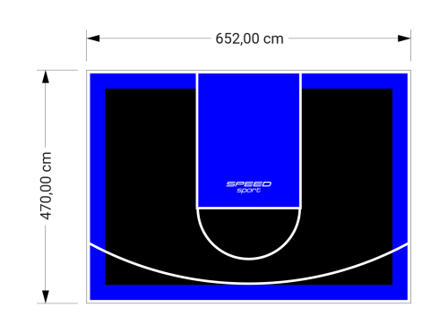 31M2/470X652CM CZARNO-NIEBIESKIE BOISKO DO KOSZYKÓWKI SPEEDSPORT HEXA POWER PRO