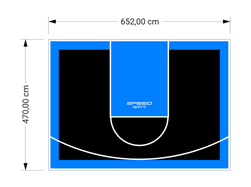 31M2/470X652CM CZARNO-BŁĘKITNE BOISKO DO KOSZYKÓWKI SPEEDSPORT HEXA POWER PRO