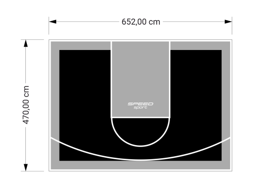 31M2/470X652CM CZARNO-SZARE BOISKO DO KOSZYKÓWKI SPEEDSPORT HEXA POWER PRO