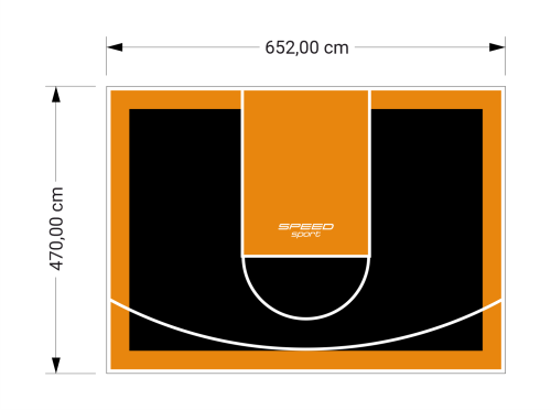 31M2/470X652CM CZARNO-POMARAŃCZOWE BOISKO DO KOSZYKÓWKI SPEEDSPORT HEXA POWER PRO