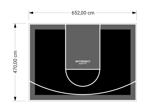 31M2/470X652CM CZARNO-GRAFITOWE BOISKO DO KOSZYKÓWKI SPEEDSPORT HEXA POWER PRO