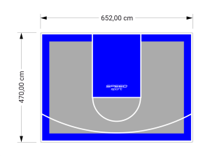 31M2/470X652CM SZARO-NIEBIESKIE BOISKO DO KOSZYKÓWKI SPEEDSPORT HEXA POWER PRO