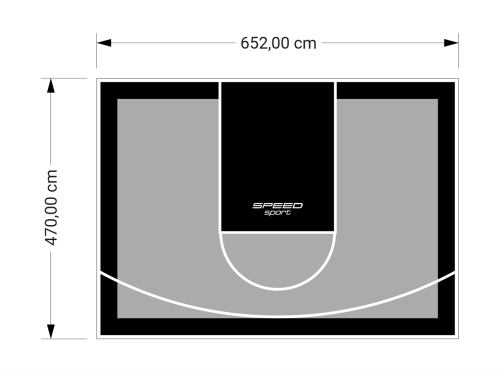 31M2/470X652CM SZARO-CZARNE BOISKO DO KOSZYKÓWKI SPEEDSPORT HEXA POWER PRO