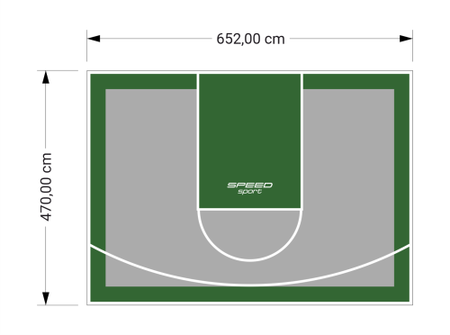 31M2/470X652CM SZARO-ZIELONE BOISKO DO KOSZYKÓWKI SPEEDSPORT HEXA POWER PRO