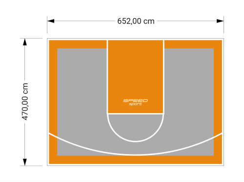 31M2/470X652CM SZARO-POMARAŃCZOWE BOISKO DO KOSZYKÓWKI SPEEDSPORT HEXA POWER PRO