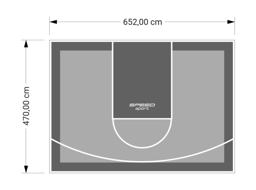 31M2/470X652CM SZARO-GRAFITOWE BOISKO DO KOSZYKÓWKI SPEEDSPORT HEXA POWER PRO