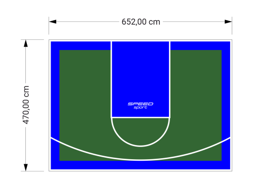31M2/470X652CM ZIELONO-NIEBIESKIE BOISKO DO KOSZYKÓWKI SPEEDSPORT HEXA POWER PRO