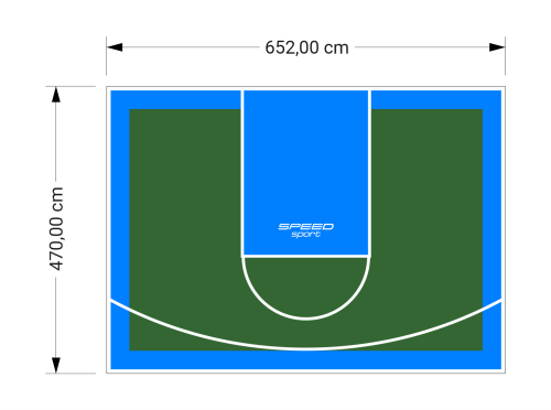 31M2/470X652CM ZIELONO-BŁĘKITNE BOISKO DO KOSZYKÓWKI SPEEDSPORT HEXA POWER PRO