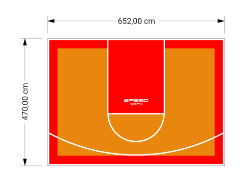 31M2/470X652CM POMARAŃCZOWO-CZERWONE BOISKO DO KOSZYKÓWKI SPEEDSPORT HEXA POWER PRO