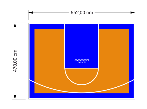 31M2/470X652CM POMARAŃCZOWO-NIEBIESKIE BOISKO DO KOSZYKÓWKI SPEEDSPORT HEXA POWER PRO