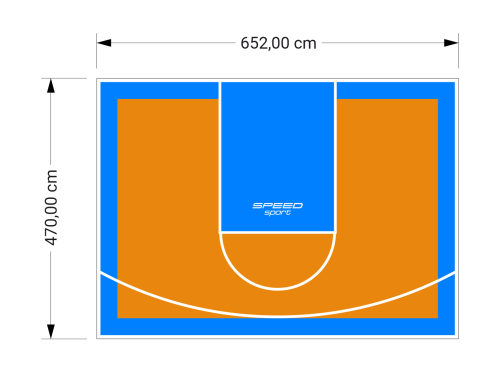 31M2/470X652CM POMARAŃCZOWO-BŁĘKITNE BOISKO DO KOSZYKÓWKI SPEEDSPORT HEXA POWER PRO
