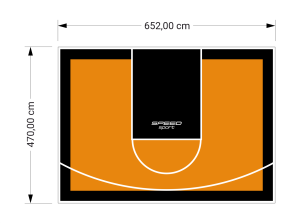 31M2/470X652CM POMARAŃCZOWO-CZARNE BOISKO DO KOSZYKÓWKI SPEEDSPORT HEXA POWER PRO