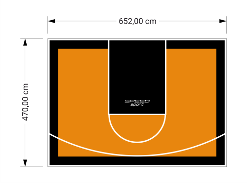 31M2/470X652CM POMARAŃCZOWO-CZARNE BOISKO DO KOSZYKÓWKI SPEEDSPORT HEXA POWER PRO