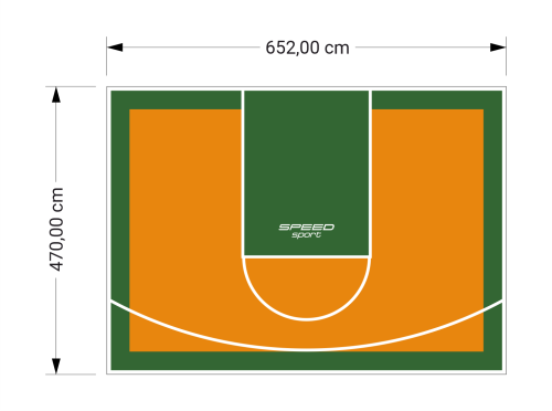31M2/470X652CM POMARAŃCZOWO-ZIELONE BOISKO DO KOSZYKÓWKI SPEEDSPORT HEXA POWER PRO
