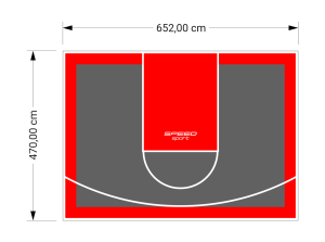 31M2/470X652CM GRAFITOWO-CZERWONE BOISKO DO KOSZYKÓWKI SPEEDSPORT HEXA POWER PRO