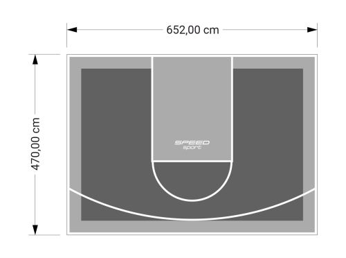 31M2/470X652CM GRAFITOWO-SZARE BOISKO DO KOSZYKÓWKI SPEEDSPORT HEXA POWER PRO