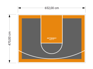 31M2/470X652CM GRAFITOWO-POMARAŃCZOWE BOISKO DO KOSZYKÓWKI SPEEDSPORT HEXA POWER PRO