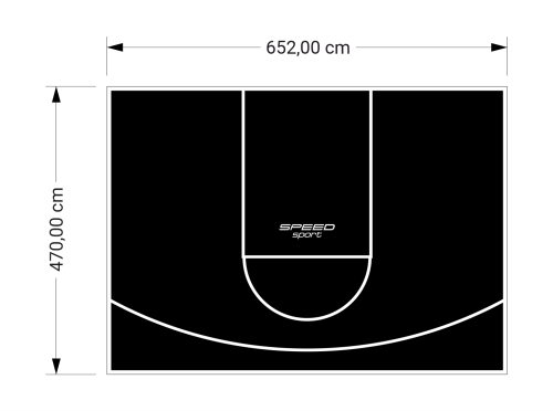 31M2/470X652CM CZARNE BOISKO DO KOSZYKÓWKI SPEEDSPORT HEXA POWER PRO