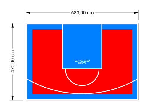 32M2/470X683CM CZERWONO-BŁĘKITNE BOISKO DO KOSZYKÓWKI SPEEDSPORT HEXA POWER PRO