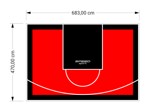 32M2/470X683CM CZERWONO-CZARNE BOISKO DO KOSZYKÓWKI SPEEDSPORT HEXA POWER PRO
