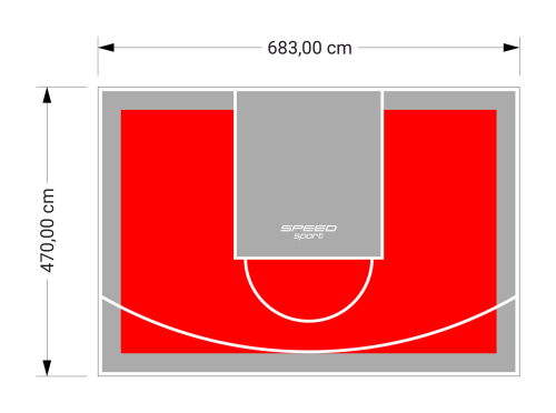 32M2/470X683CM CZERWONO-SZARE BOISKO DO KOSZYKÓWKI SPEEDSPORT HEXA POWER PRO