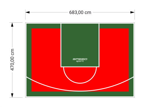 32M2/470X683CM CZERWONO-ZIELONE BOISKO DO KOSZYKÓWKI SPEEDSPORT HEXA POWER PRO