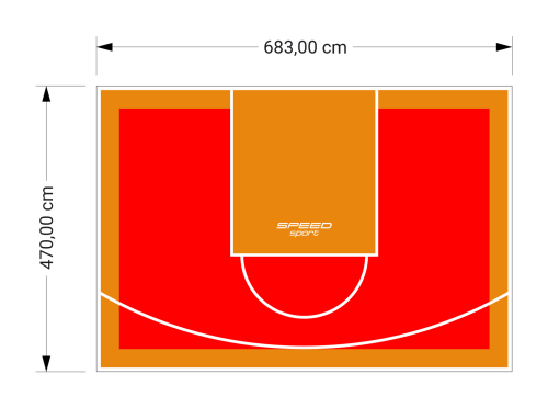 32M2/470X683CM CZERWONO-POMARAŃCZOWE BOISKO DO KOSZYKÓWKI SPEEDSPORT HEXA POWER PRO