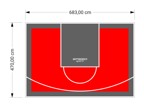 32M2/470X683CM CZERWONO-GRAFITOWE BOISKO DO KOSZYKÓWKI SPEEDSPORT HEXA POWER PRO