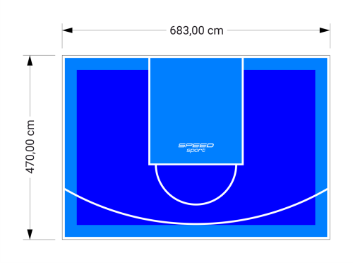 32M2/470X683CM NIEBIESKO-BŁĘKITNE BOISKO DO KOSZYKÓWKI SPEEDSPORT HEXA POWER PRO