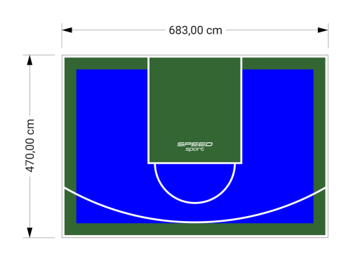32M2/470X683CM NIEBIESKO-ZIELONE BOISKO DO KOSZYKÓWKI SPEEDSPORT HEXA POWER PRO