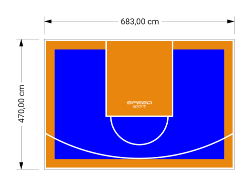 32M2/470X683CM NIEBIESKO-POMARAŃCZOWE BOISKO DO KOSZYKÓWKI SPEEDSPORT HEXA POWER PRO