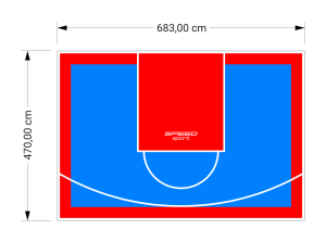 32M2/470X683CM BŁĘKITNO-CZERWONE BOISKO DO KOSZYKÓWKI SPEEDSPORT HEXA POWER PRO