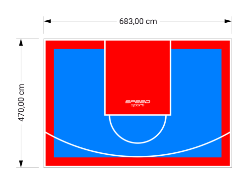32M2/470X683CM BŁĘKITNO-CZERWONE BOISKO DO KOSZYKÓWKI SPEEDSPORT HEXA POWER PRO