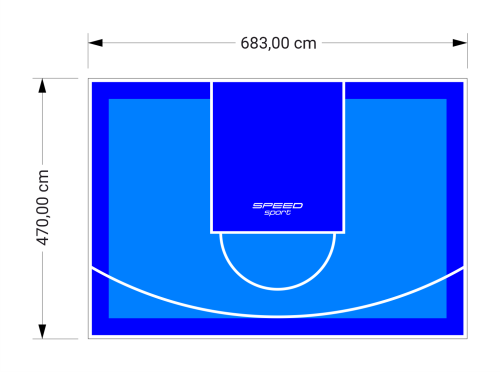 32M2/470X683CM BŁĘKITNO-NIEBIESKIE BOISKO DO KOSZYKÓWKI SPEEDSPORT HEXA POWER PRO