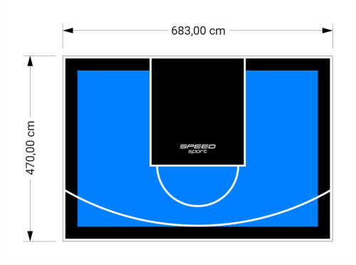 32M2/470X683CM BŁĘKITNO-CZARNE BOISKO DO KOSZYKÓWKI SPEEDSPORT HEXA POWER PRO