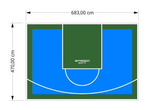32M2/470X683CM BŁĘKITNO-ZIELONE BOISKO DO KOSZYKÓWKI SPEEDSPORT HEXA POWER PRO