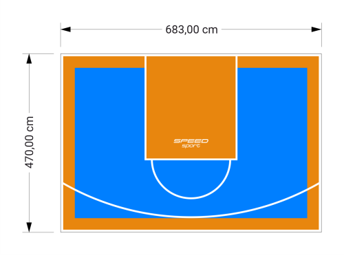 32M2/470X683CM BŁĘKITNO-POMARAŃCZOWE BOISKO DO KOSZYKÓWKI SPEEDSPORT HEXA POWER PRO