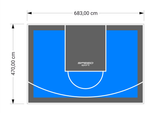 32M2/470X683CM BŁĘKITNO-GRAFITOWE BOISKO DO KOSZYKÓWKI SPEEDSPORT HEXA POWER PRO