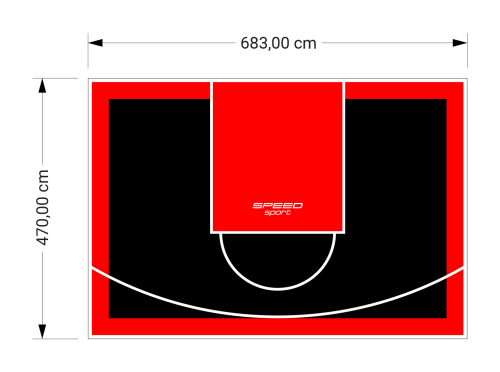 32M2/470X683CM CZARNO-CZERWONE BOISKO DO KOSZYKÓWKI SPEEDSPORT HEXA POWER PRO