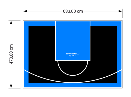 32M2/470X683CM CZARNO-BŁĘKITNE BOISKO DO KOSZYKÓWKI SPEEDSPORT HEXA POWER PRO