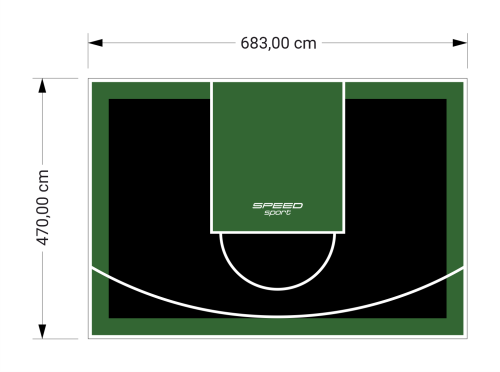 32M2/470X683CM CZARNO-ZIELONE BOISKO DO KOSZYKÓWKI SPEEDSPORT HEXA POWER PRO