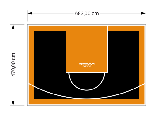 32M2/470X683CM CZARNO-POMARAŃCZOWE BOISKO DO KOSZYKÓWKI SPEEDSPORT HEXA POWER PRO