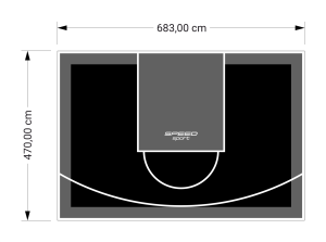 32M2/470X683CM CZARNO-GRAFITOWE BOISKO DO KOSZYKÓWKI SPEEDSPORT HEXA POWER PRO