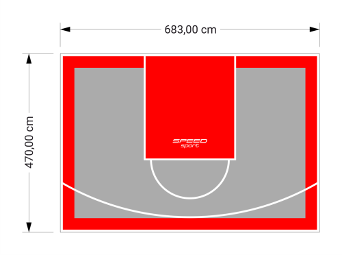 32M2/470X683CM SZARO-CZERWONE BOISKO DO KOSZYKÓWKI SPEEDSPORT HEXA POWER PRO