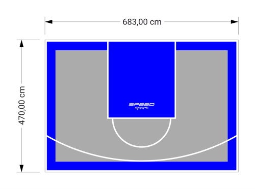 32M2/470X683CM SZARO-NIEBIESKIE BOISKO DO KOSZYKÓWKI SPEEDSPORT HEXA POWER PRO