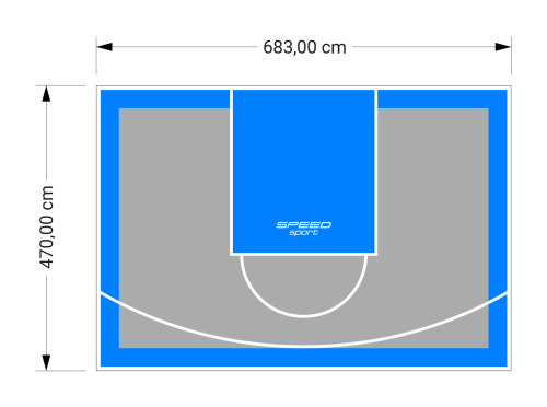 32M2/470X683CM SZARO-BŁĘKITNE BOISKO DO KOSZYKÓWKI SPEEDSPORT HEXA POWER PRO