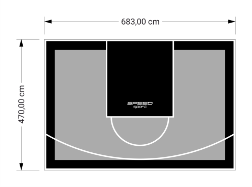 32M2/470X683CM SZARO-CZARNE BOISKO DO KOSZYKÓWKI SPEEDSPORT HEXA POWER PRO