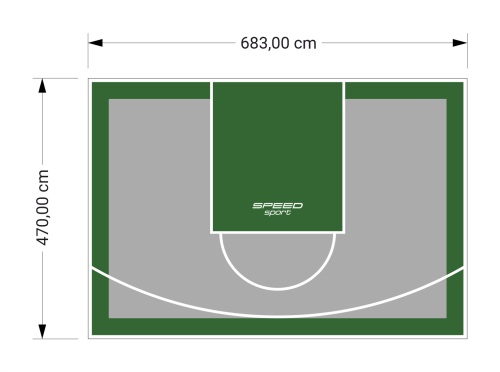 32M2/470X683CM SZARO-ZIELONE BOISKO DO KOSZYKÓWKI SPEEDSPORT HEXA POWER PRO