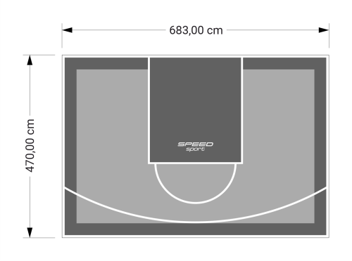 32M2/470X683CM SZARO-GRAFITOWE BOISKO DO KOSZYKÓWKI SPEEDSPORT HEXA POWER PRO