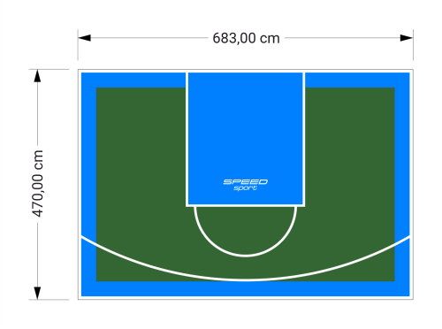 32M2/470X683CM ZIELONO-BŁĘKITNE BOISKO DO KOSZYKÓWKI SPEEDSPORT HEXA POWER PRO